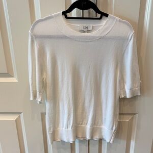 COS White Short-Sleeve 100% Cotton Crewneck Knit M